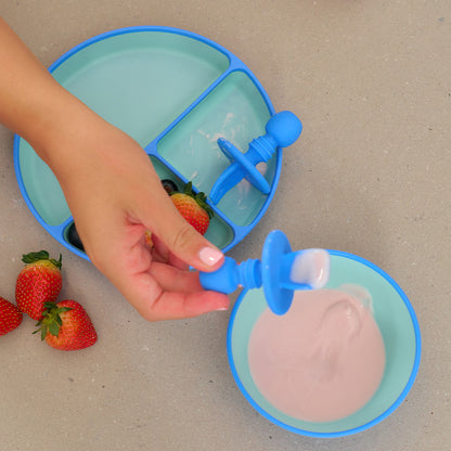 Silicone Little Spoon & Fork - Blue