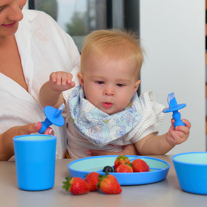 Silicone Little Spoon & Fork - Blue