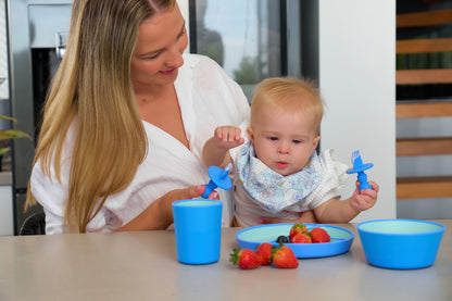 Silicone Two Ton Dinner Set - Blue 3pce