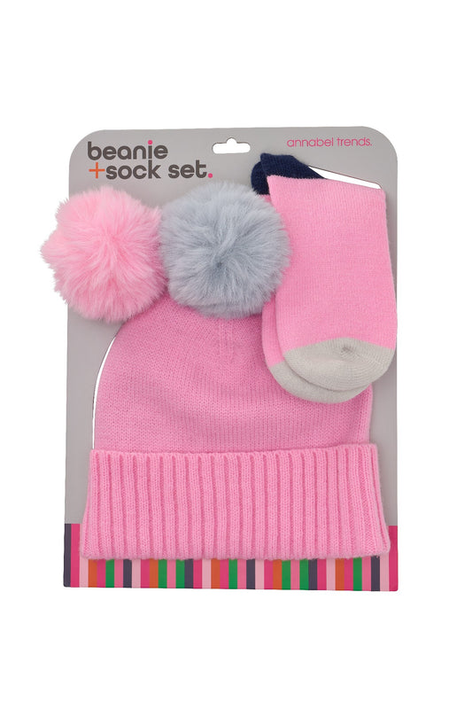 Beanie & Sock Set - Light Pink