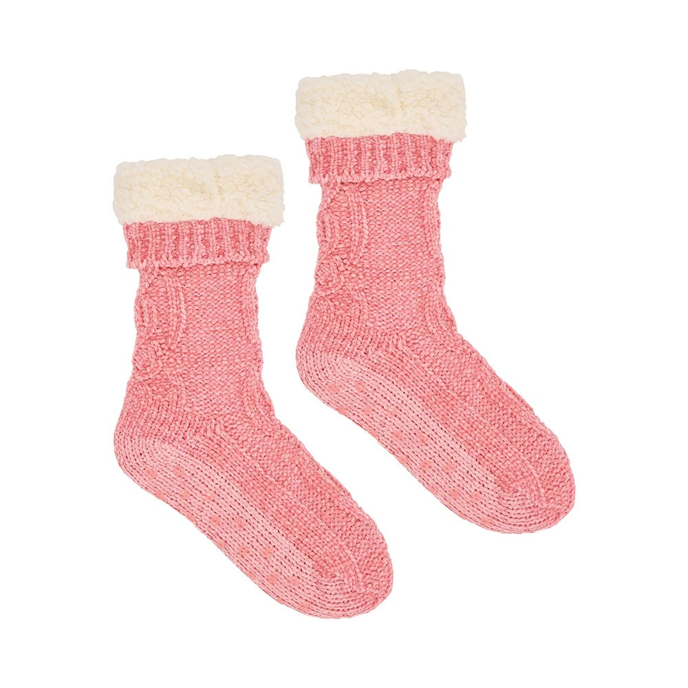 Socks - Dark Ping Lounge Socks Sherpa Lined 1 Size Fits Most