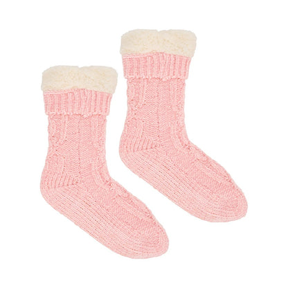 Socks - Light Pink Lounge Socks Sherpa Lined 1 Size Fits Most