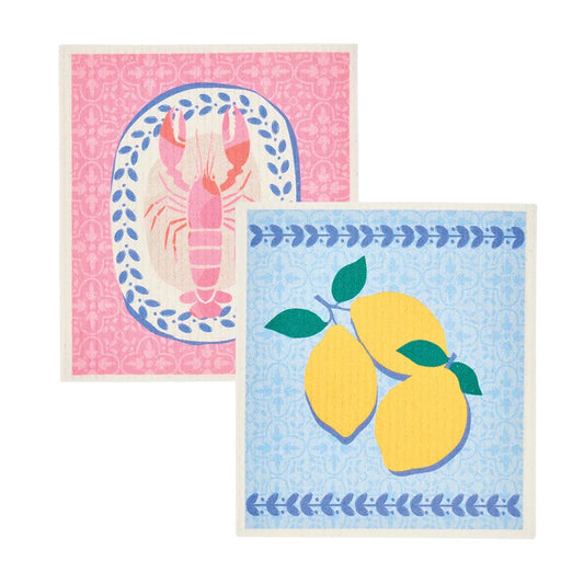Swedish Style Dish Cloths - Lobster/lemon