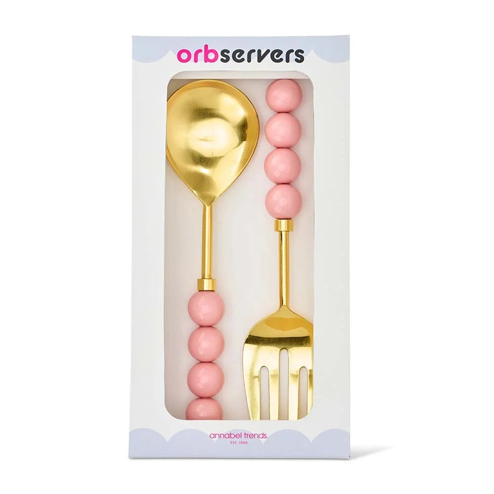 Orb Salad Servers - Light Pink