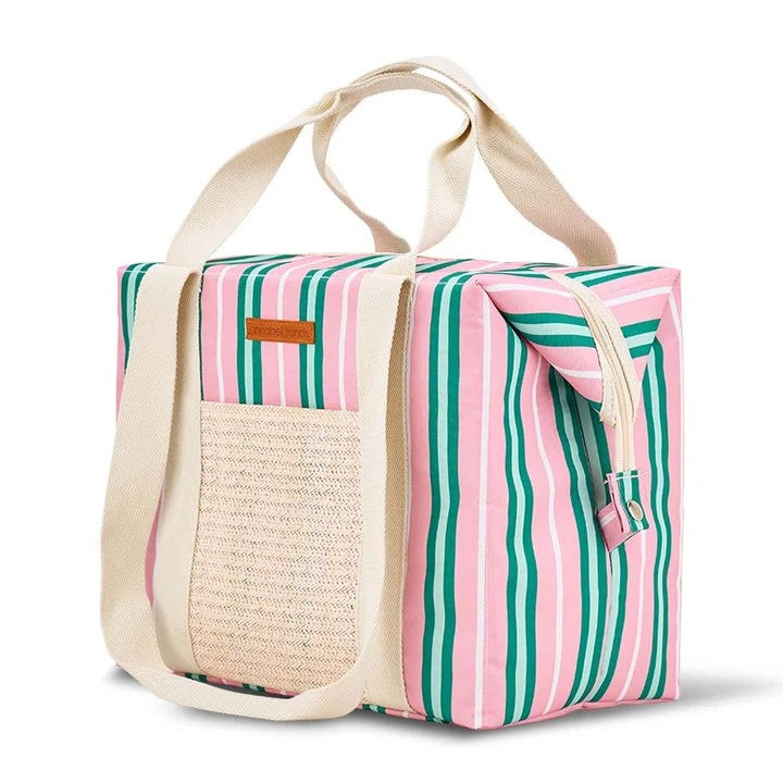 Picnic Cooler Bag - Pink & Green Stripe