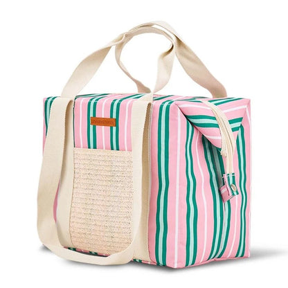 Picnic Cooler Bag - Pink & Green Stripe
