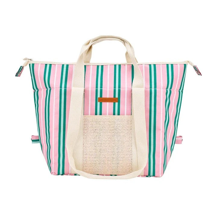 Picnic Cooler Bag - Pink & Green Stripe