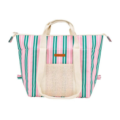 Picnic Cooler Bag - Pink & Green Stripe