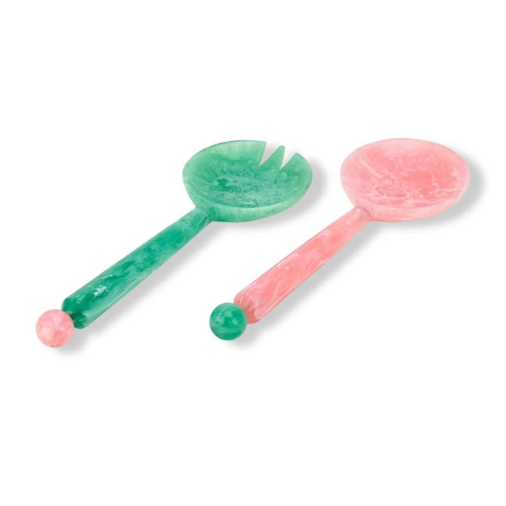 Resin Salad Servers - Pink & Green