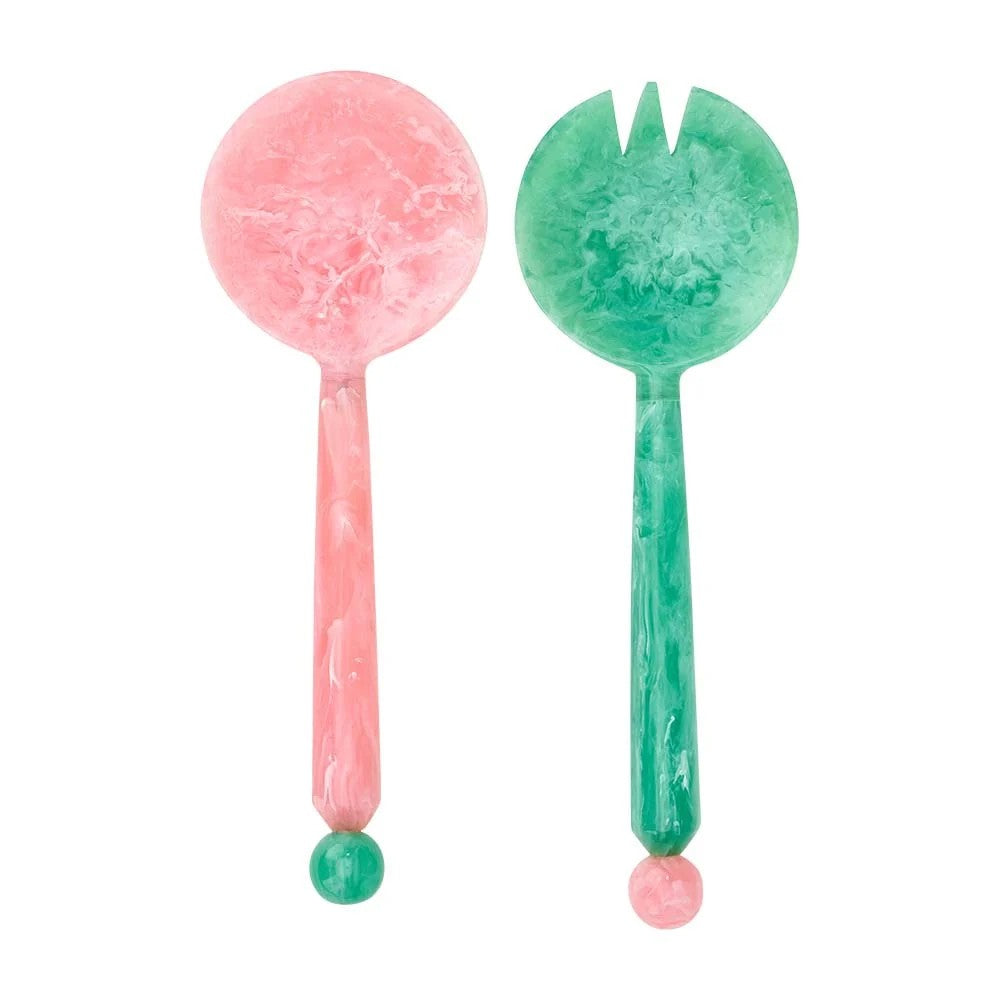 Resin Salad Servers - Pink & Green