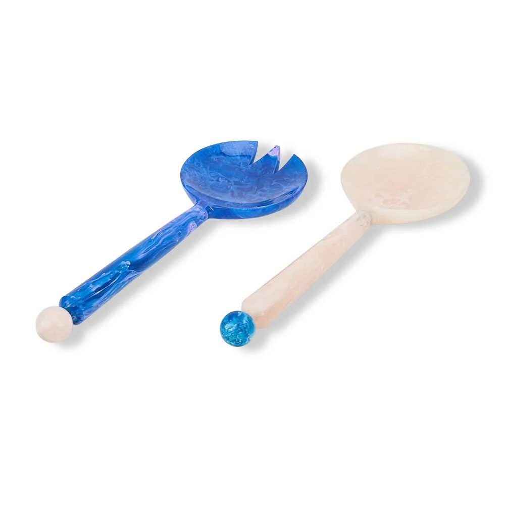Resin Salad Servers - Blue & White