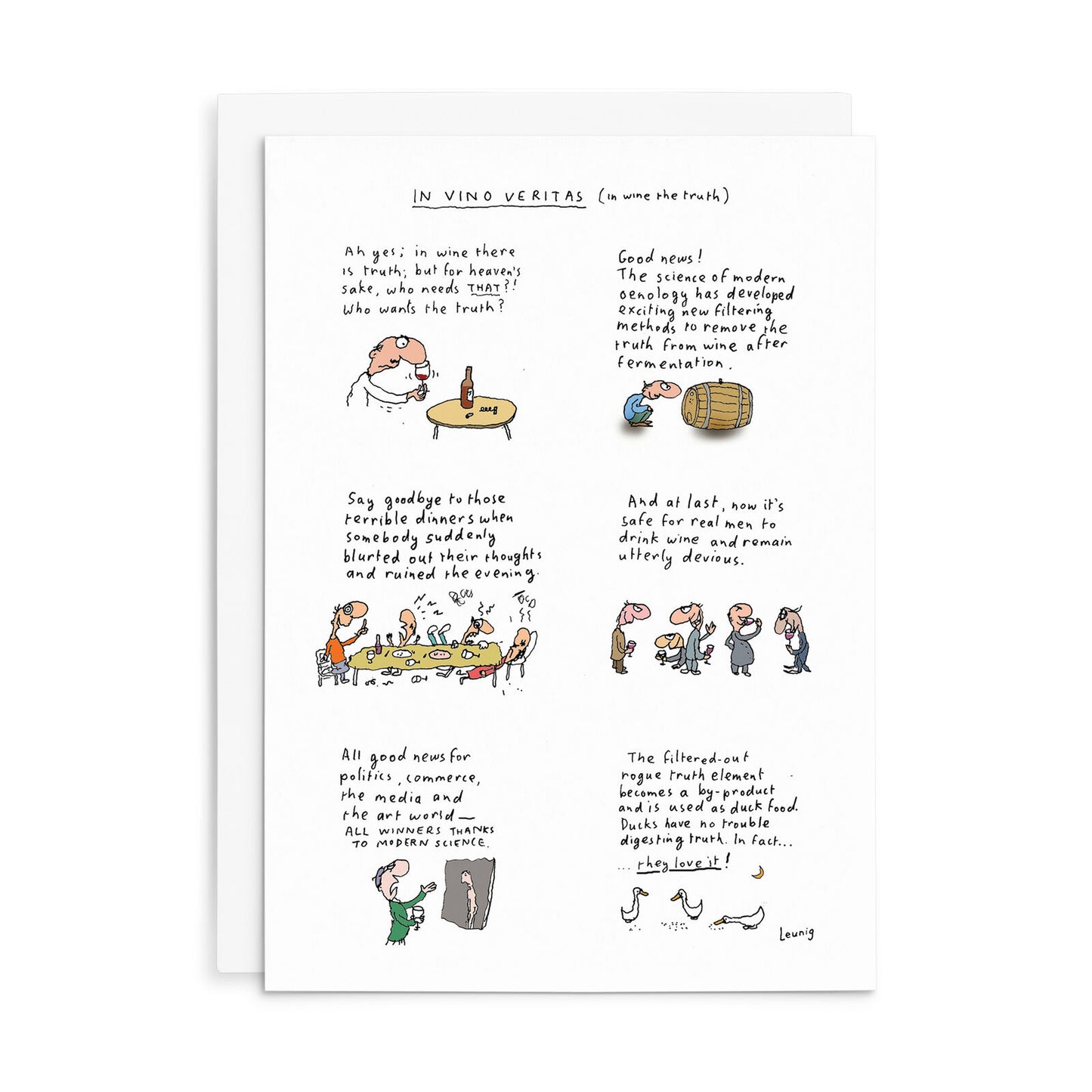 Leunig All Occasions Greeting Card - In Vito Veritas (in Wine The Truth)