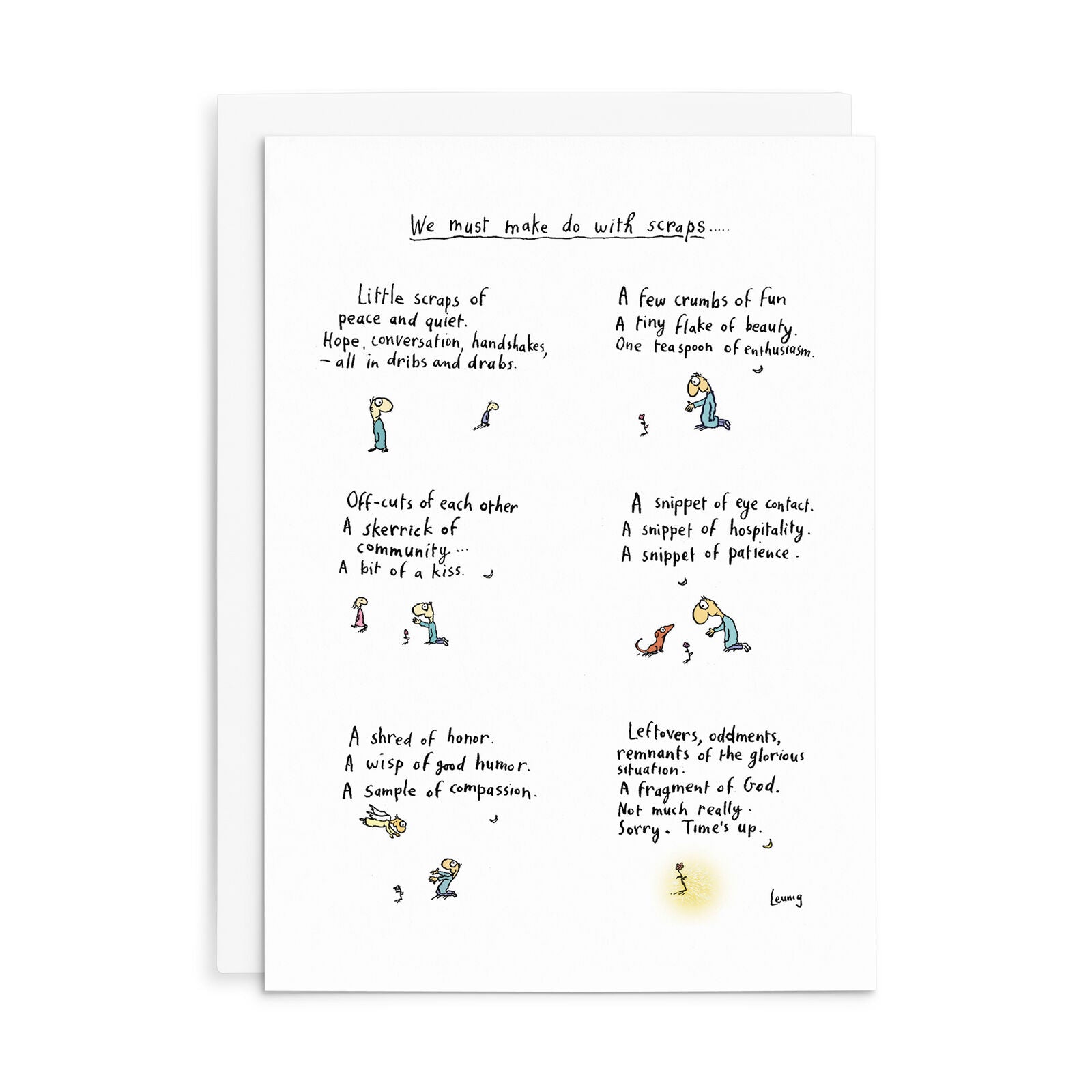Leunig All Occasions Greeting Card - We Must Make Do With Scraps