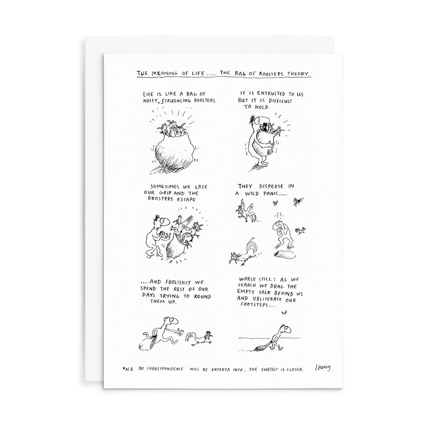 Leunig All Occasions Greeting Card - The Bag Of Roosters Theory