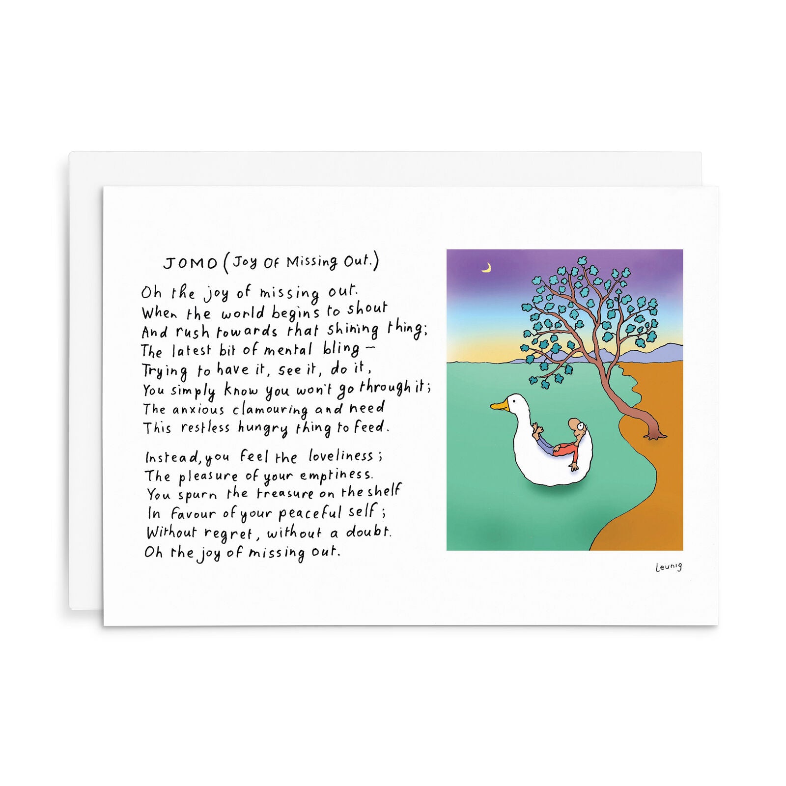 Leunig All Occasions Greeting Card - Jomo ( Joy Of Missing Out)