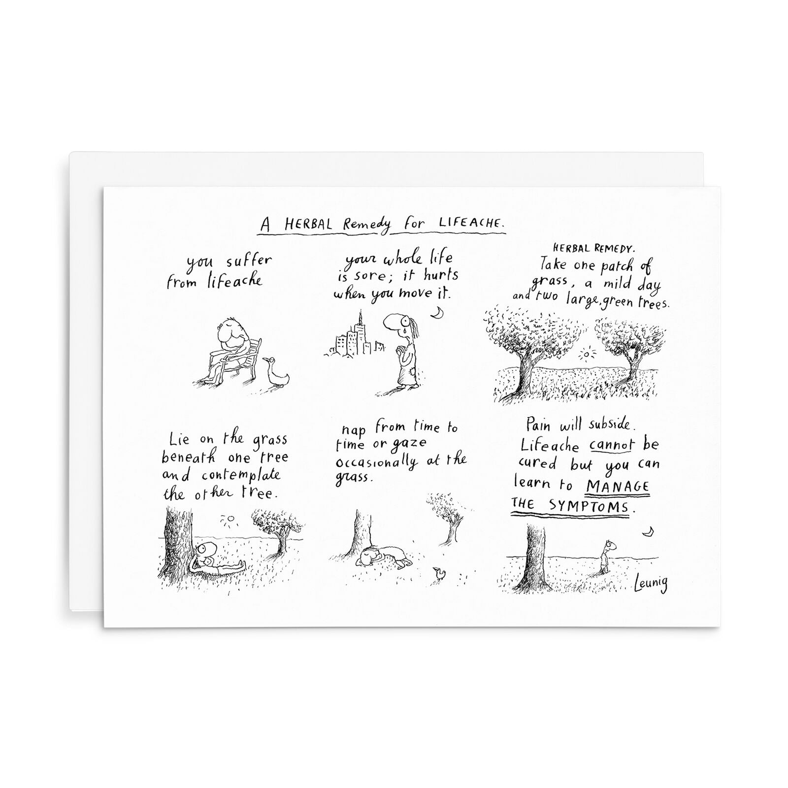 Leunig All Occasions Greeting Card - A Herbal Remedy For Lifeache