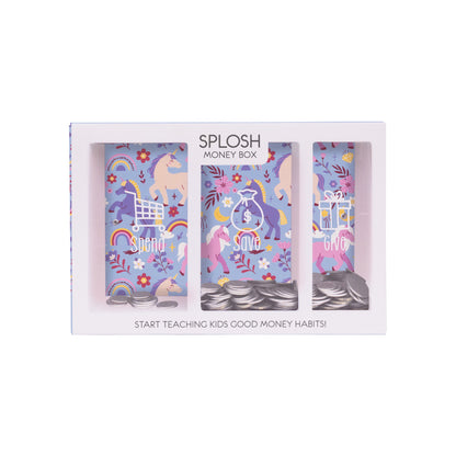 Kids Unicorn Money Box Spend & Save