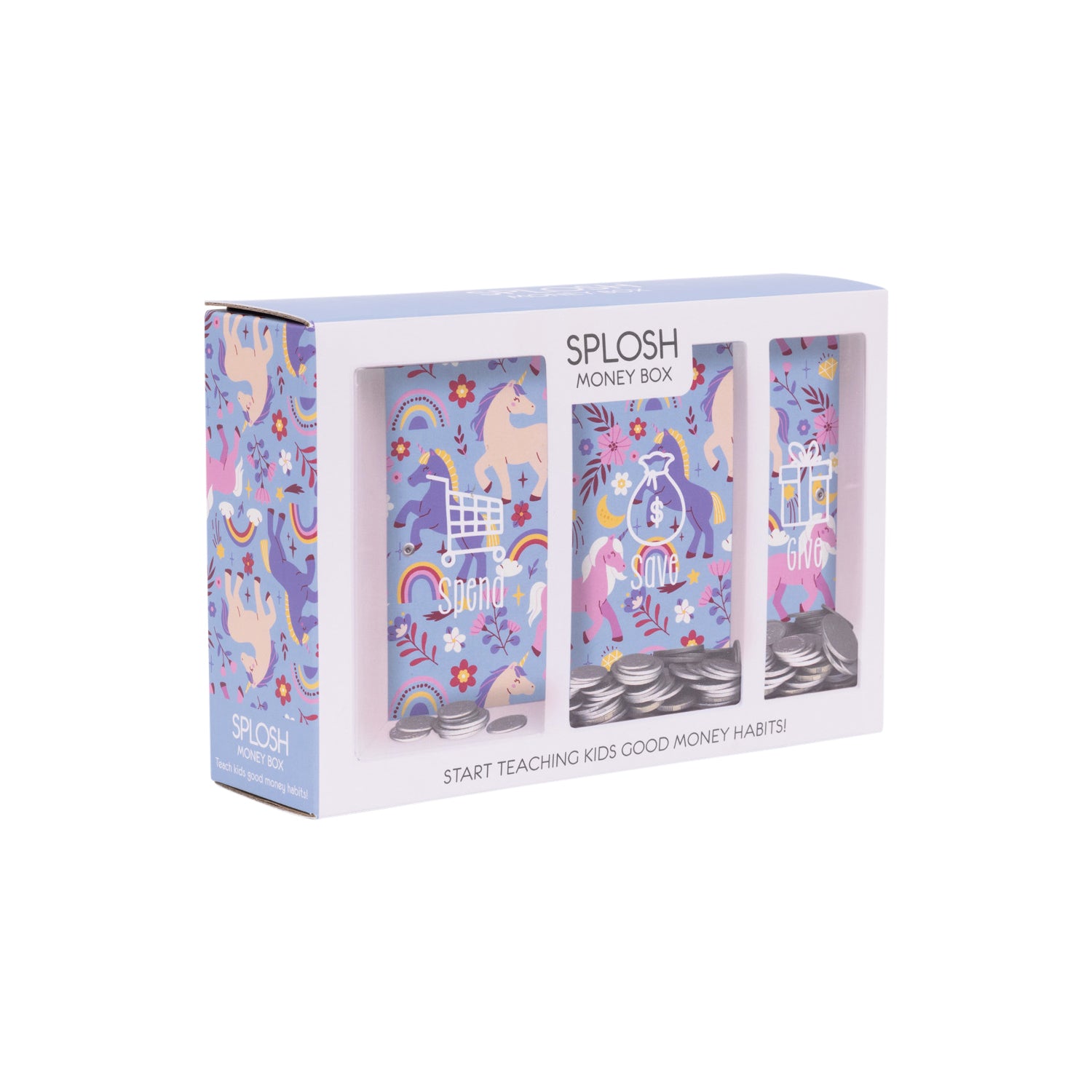 Kids Unicorn Money Box Spend & Save