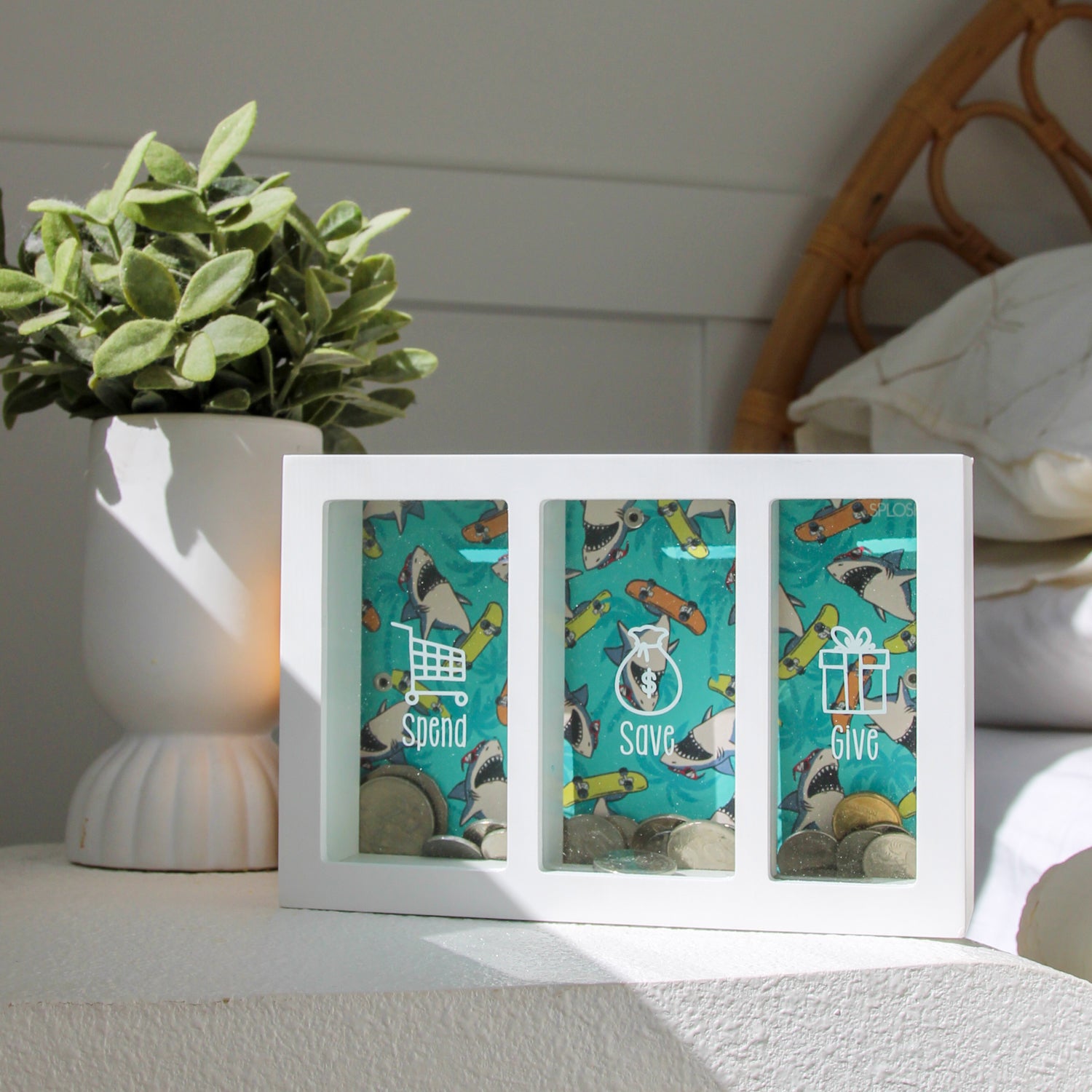 Kids Shark Money Box Spend & Save