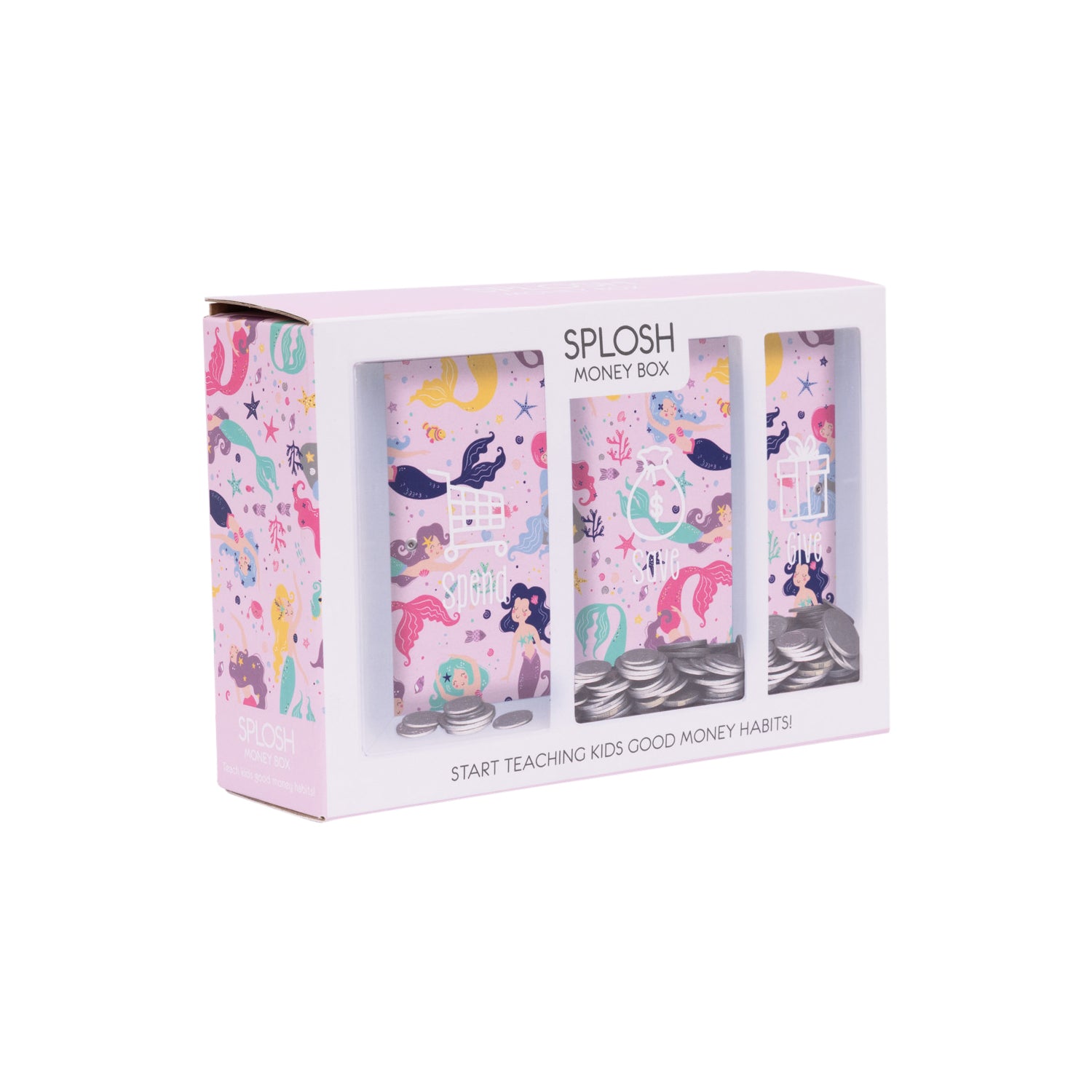 Kids Mermaid Money Box Spend & Save