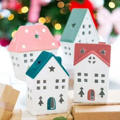 Christmas Pink Light Up Ceramic House
