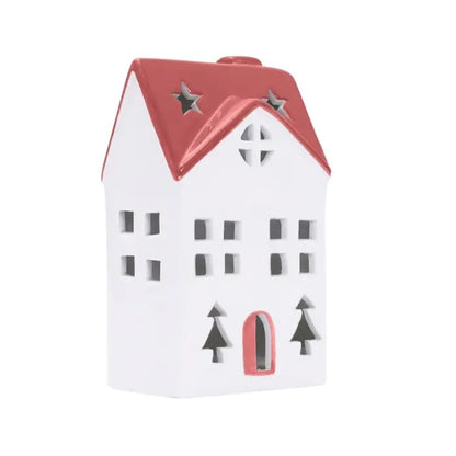 Christmas Red Light Up Ceramic House