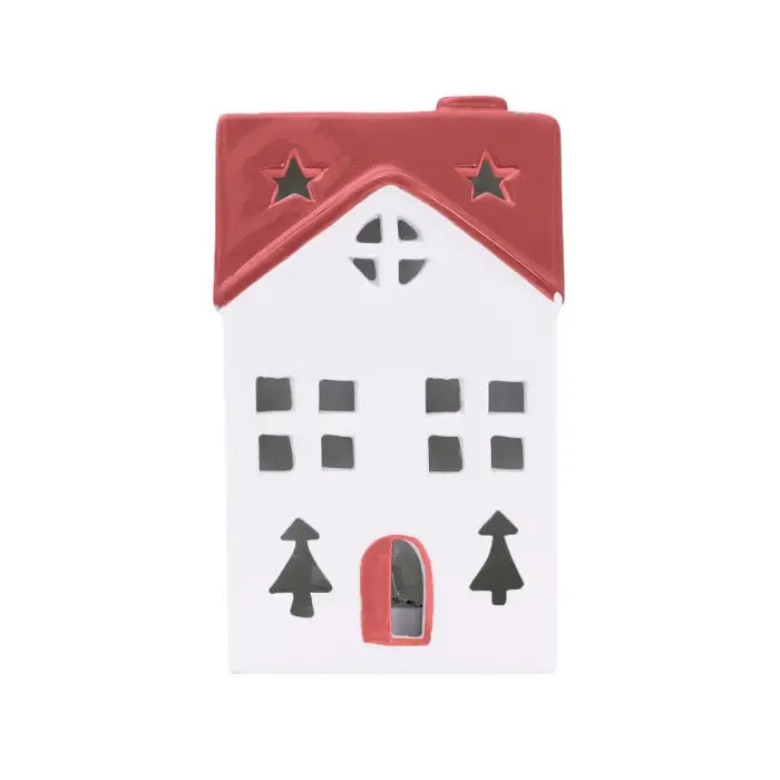 Christmas Red Light Up Ceramic House