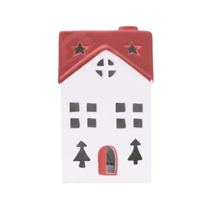 Christmas Red Light Up Ceramic House