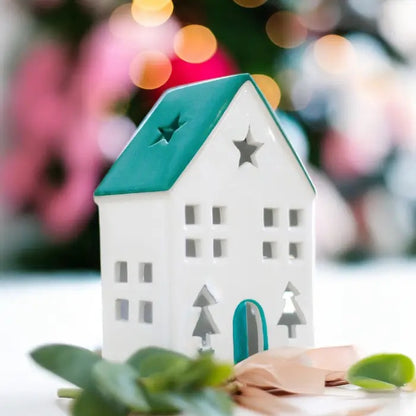 Christmas Blue Light Up Ceramic House