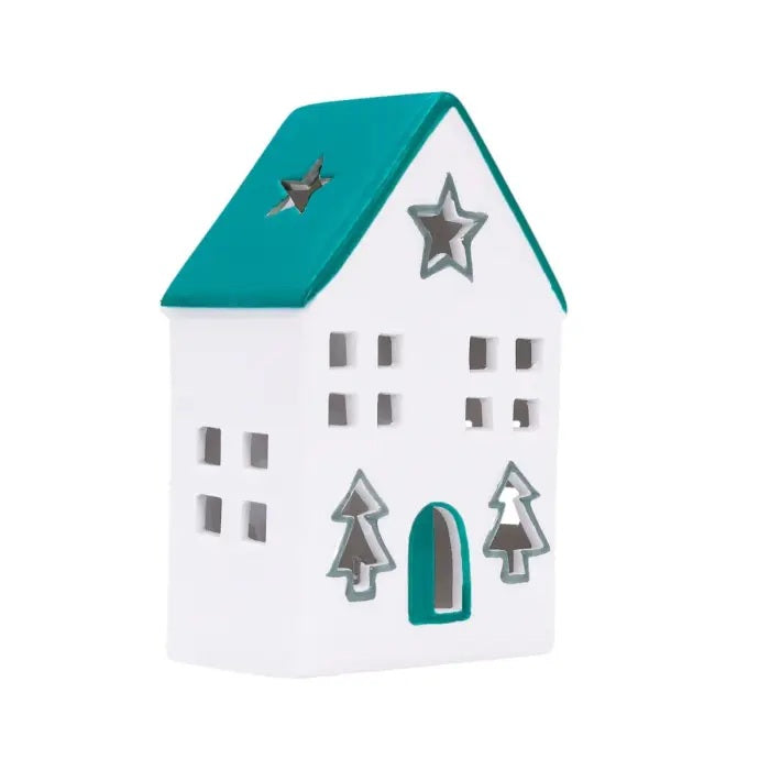 Christmas Blue Light Up Ceramic House