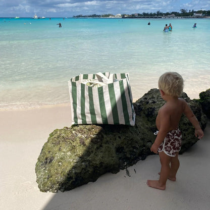Sunnylife Carryall Beach Bag The Vacay Olive Stripe