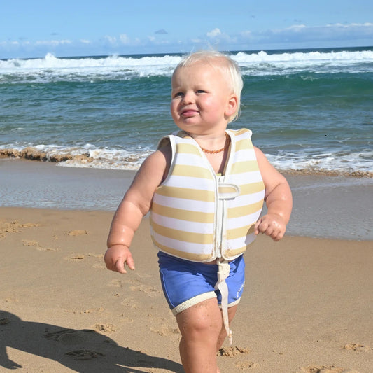 Sunnylife Kids Swim Vest 1-2 Sid The Seagull Mustard Stripe