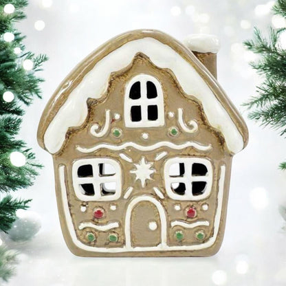 Stoneware Village Tealight House - Gingerbread Cottage