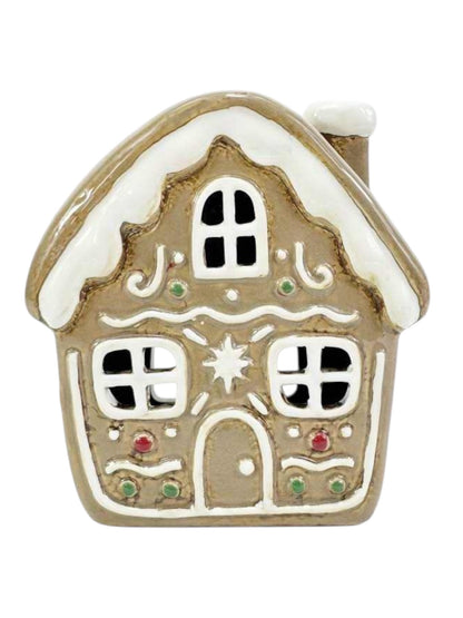 Stoneware Village Tealight House - Gingerbread Cottage