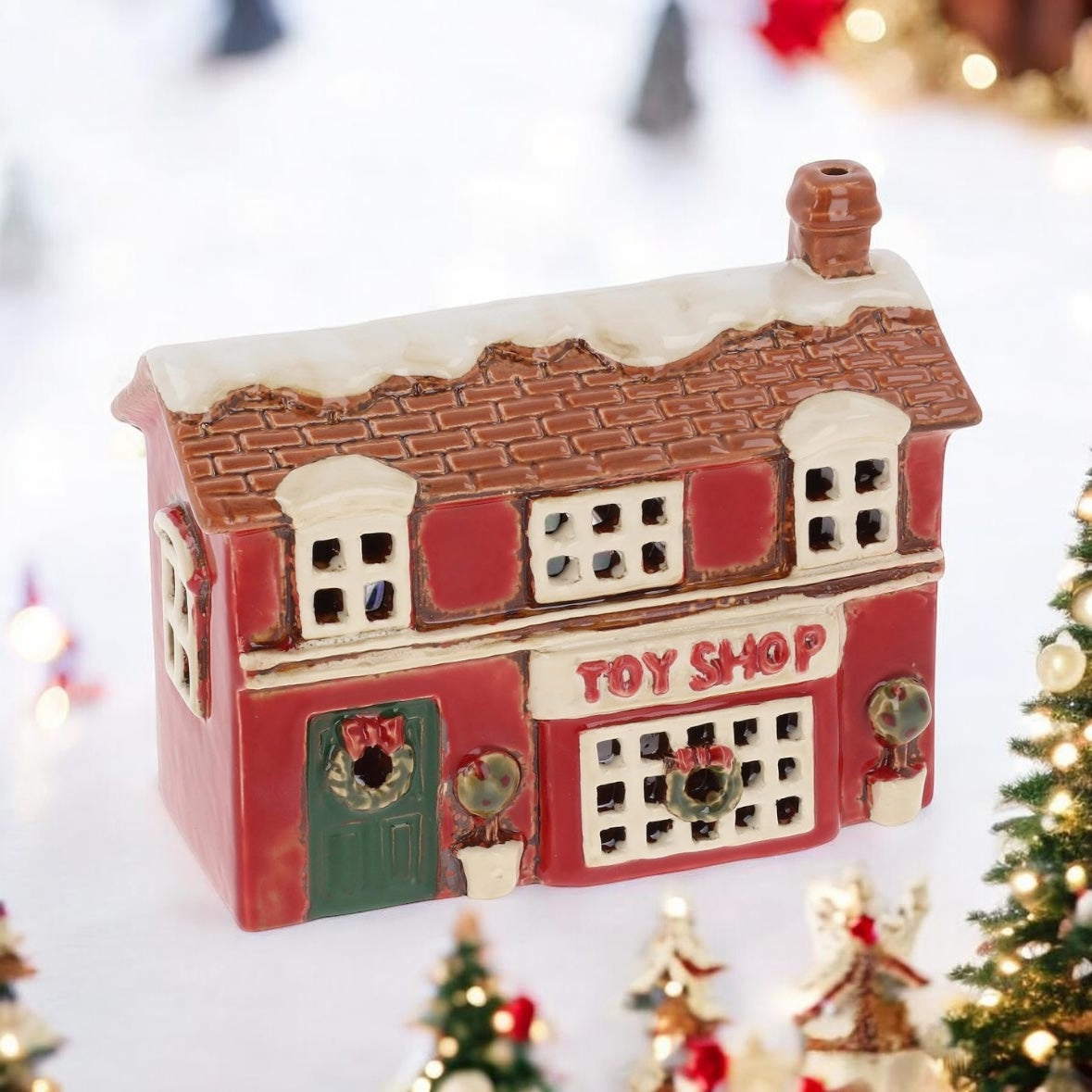 Stoneware Village Tealight House - Christmas Toyshop