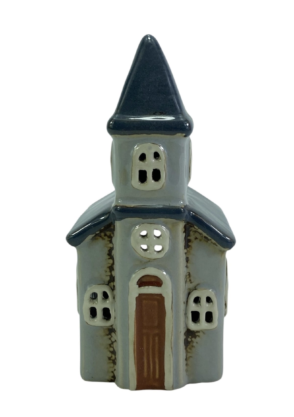 Stoneware Tealight - Small Grey Church