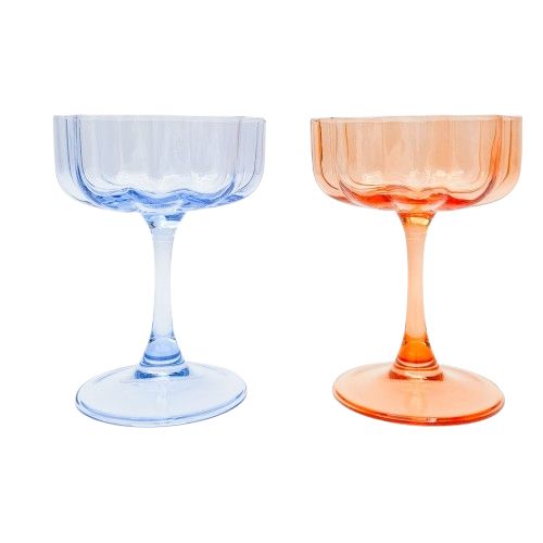 Willa Cocktail Glass Orange & Blue 13cm