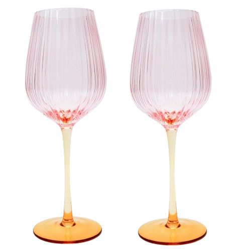 Ellie Ombre Wine Glass Pink & Yellow 25cm