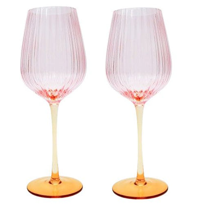 Ellie Ombre Wine Glass Pink & Yellow 25cm