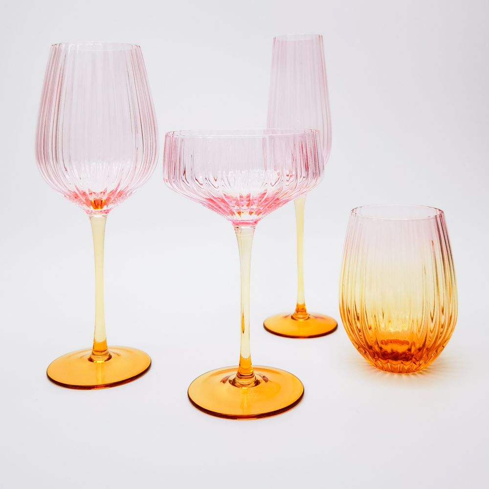 Ellie Ombre Wine Glass Pink & Yellow 25cm