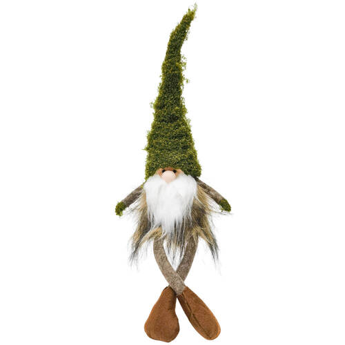 Tomte Ent With Hat Sitting Christmas Decoration 50cm Green/natural