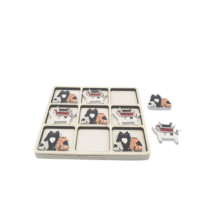 Cat & Dog Tic Tac Toe Set Black & Brown