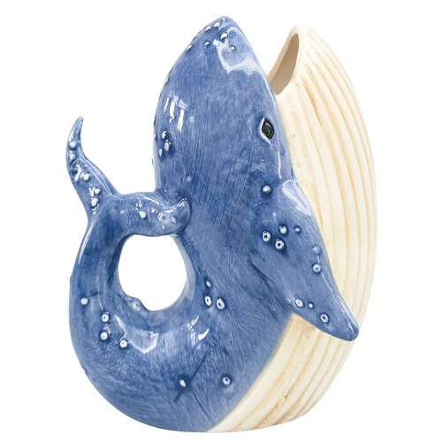 Urban Ceramic Reef Whale Home Decor Flower Vase 22x18cm Blue