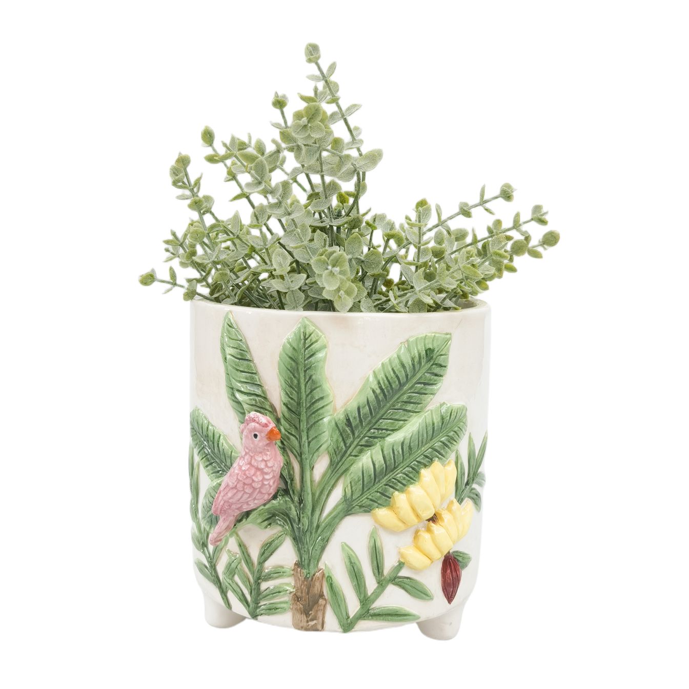 Urban Ceramic Jungle Outdoor Garden Planter Pot 15cm Beige/green