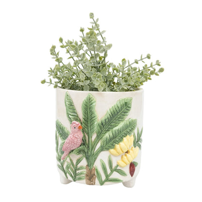 Urban Ceramic Jungle Outdoor Garden Planter Pot 15cm Beige/green