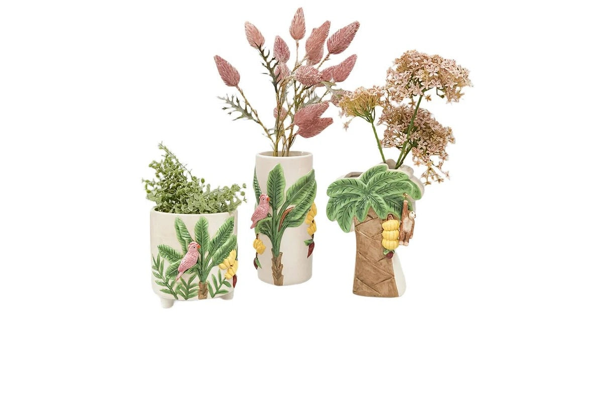Jungle Vase Beige & Green - 22cm
