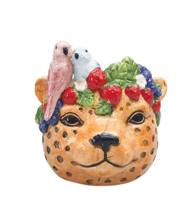 Jungle Cheetah Planter Orange 10cm