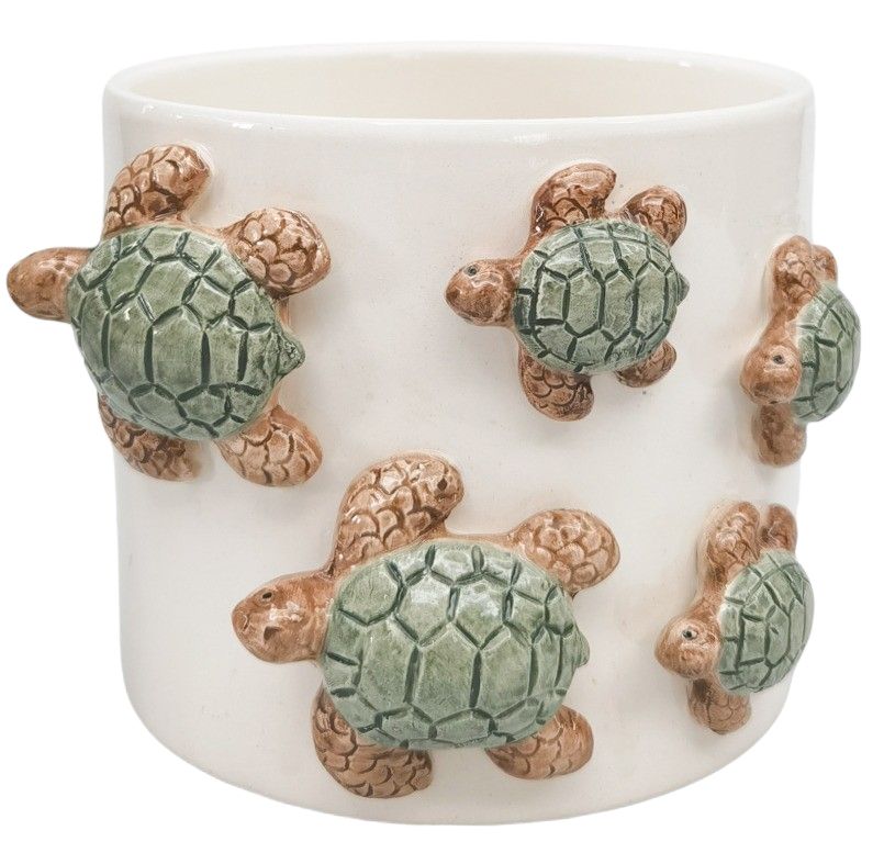 Urban Ceramic Family Of Turtle Outdoor Planter Pot 11x15cm 