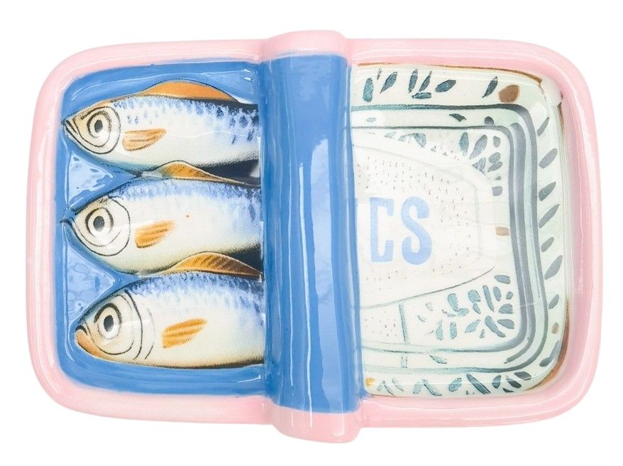 Urban Ceramic Sardine Decorative Trinket Storage Box 12x8cm Blue