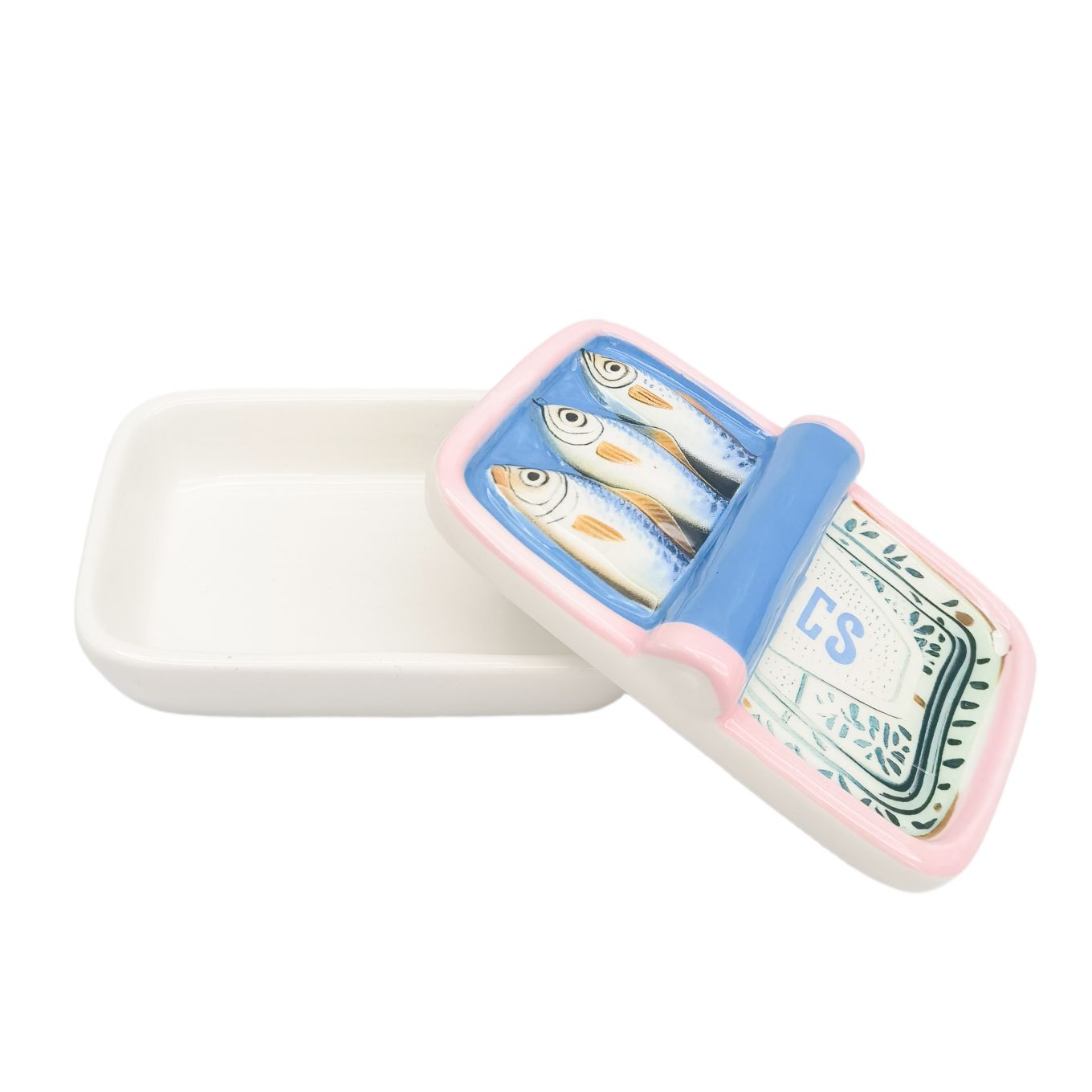 Urban Ceramic Sardine Decorative Trinket Storage Box 12x8cm Blue